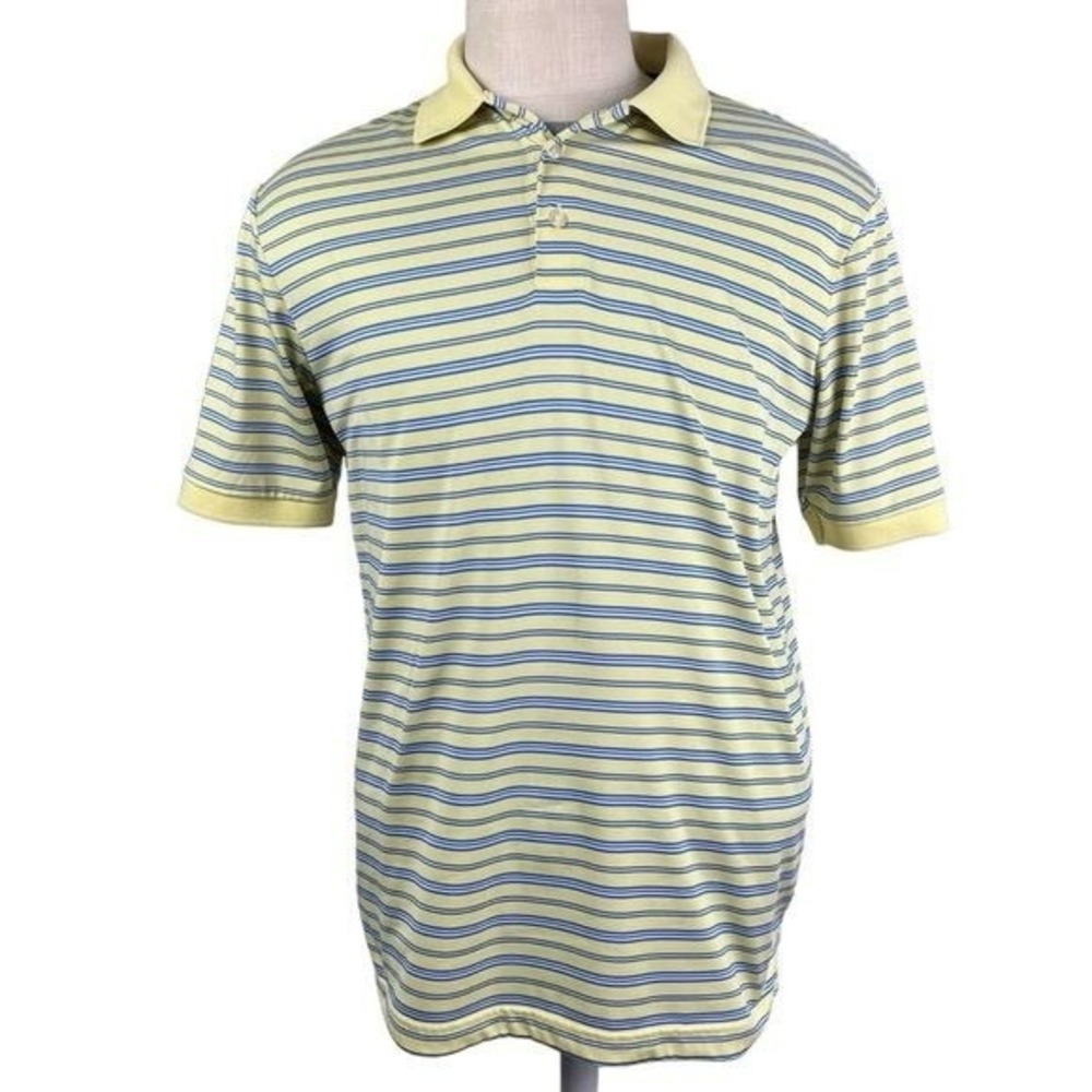 Preppy Golfcore Striped Polo‎ Yellow Blue Chaps 78 Country Club Vibe Dadcore M